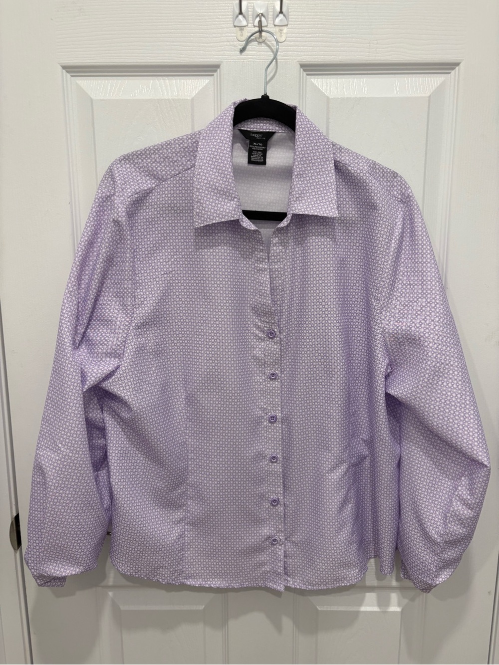 Haggar petite Lavender Micro-Pattern Dress Shirt #1286